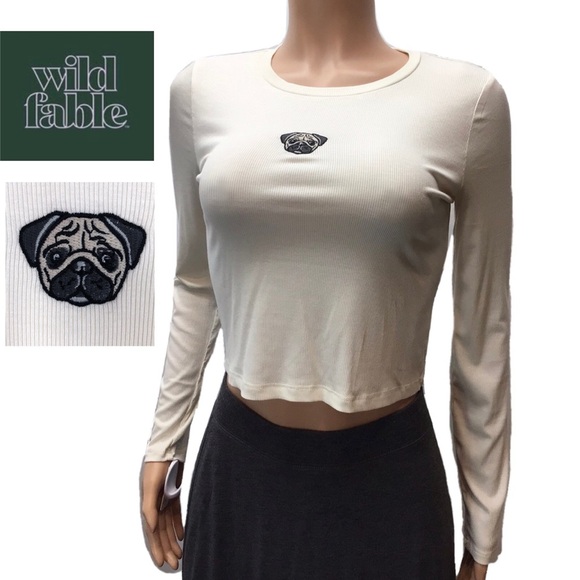 wild fable Tops - Wild Fable Pug Ribbed Long Sleeve Fitted Top